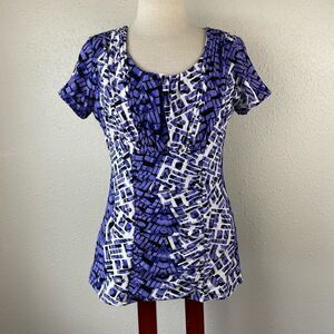 Alfani Short Sleeve Blouse Top Size M EUC